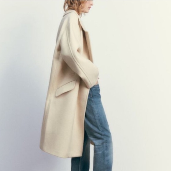 Zara Jackets & Blazers - ZARA Oversized Long Coat Vanilla/Cream